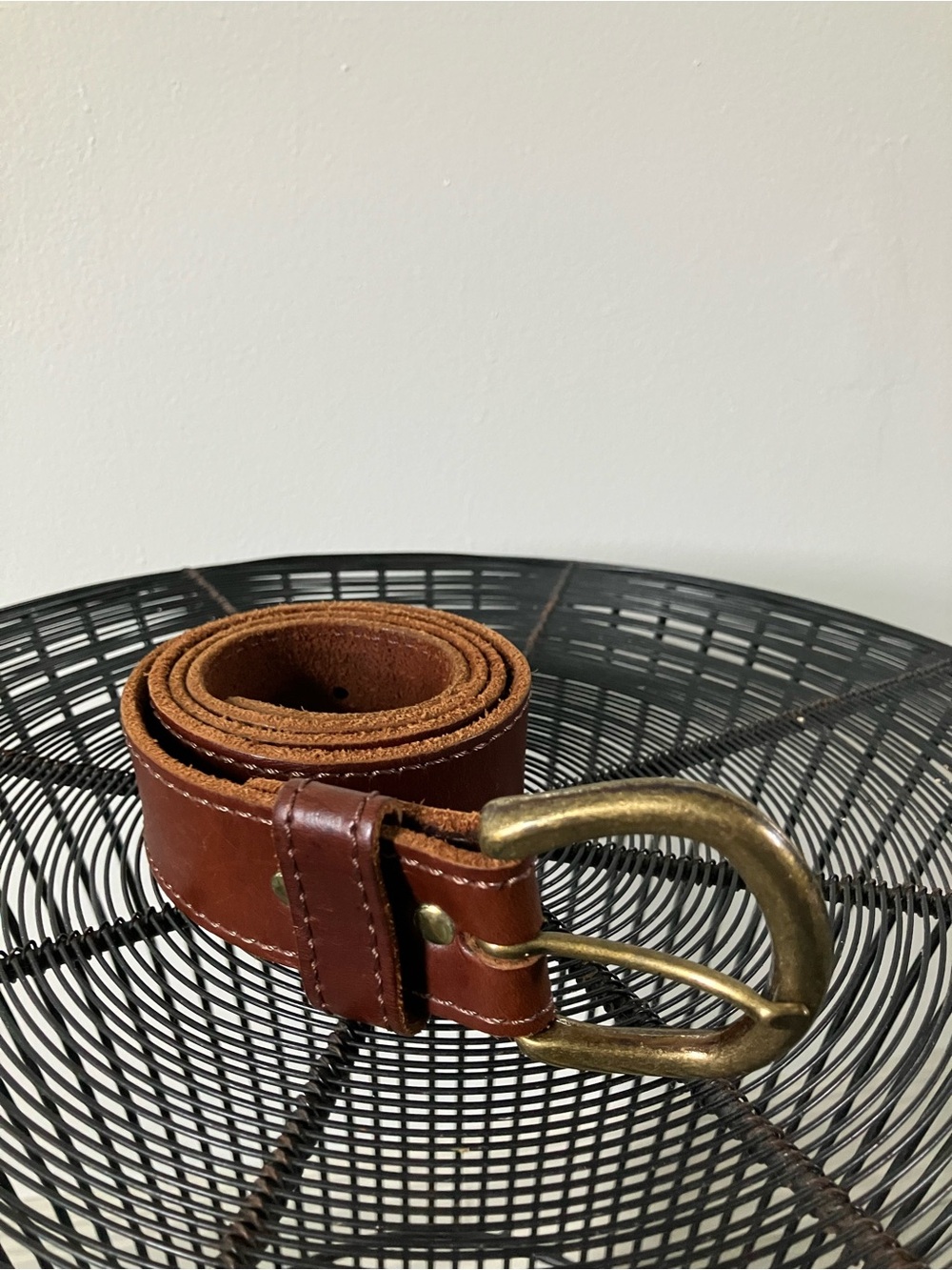 Vintage Just Jeans Leather Belt with Brass Buckle Made in Australia Sz 32 Boho